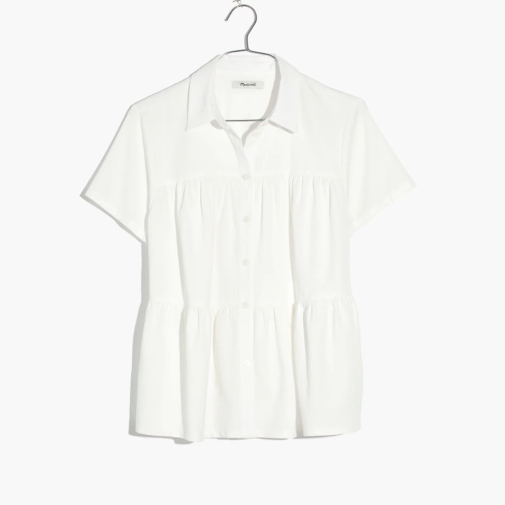 Madewell Cream Tiered Button Down Shirt